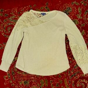 Democracy  Long sleeve cream and lace top size large